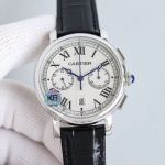 Cartier VSRO0002 7750 Movement 316L Steel Italian Calfskin Black Bracelet Watch